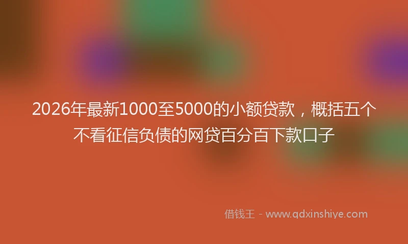 2026年最新1000至5000的小额贷款，概括五个不看征信负债的网贷百分百下款口子