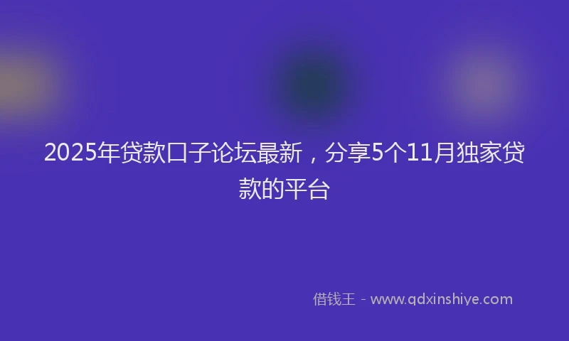 2025年贷款口子论坛最新，分享5个11月独家贷款的平台