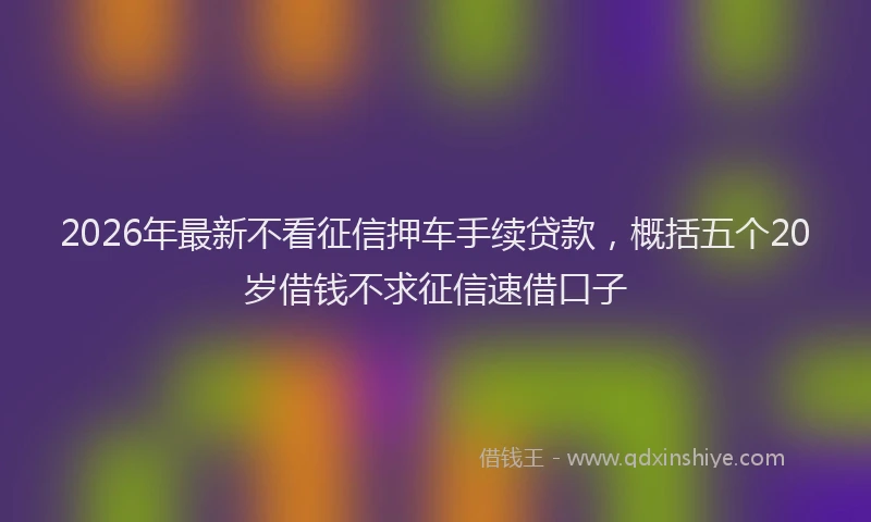 2026年最新不看征信押车手续贷款,概括五个20岁借钱不求征信速借口子