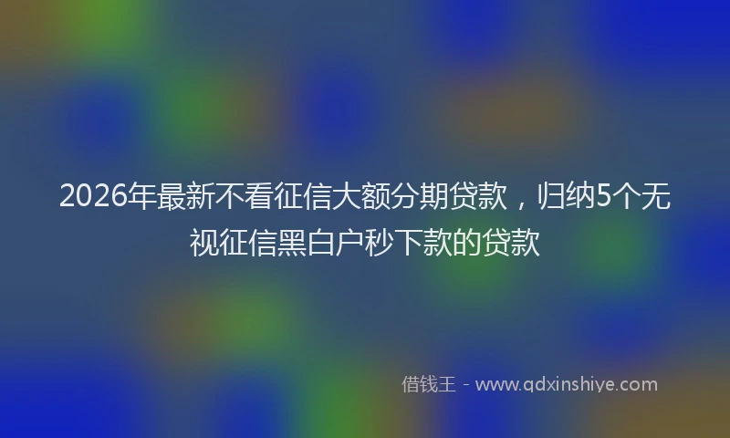 2026年最新不看征信大额分期贷款，归纳5个无视征信黑白户秒下款的贷款