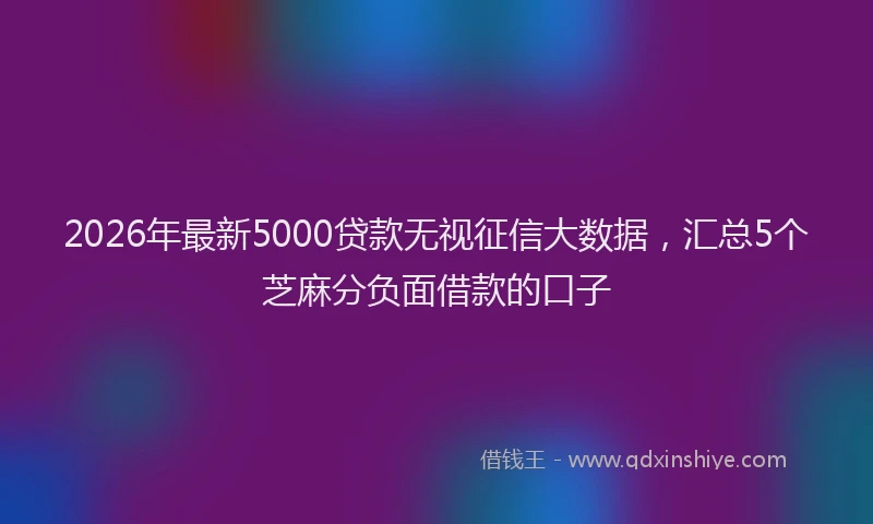 2026年最新5000贷款无视征信大数据，汇总5个芝麻分负面借款的口子