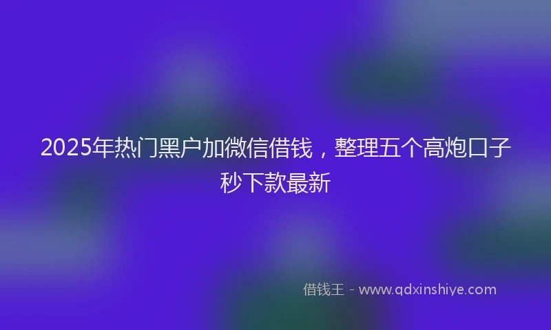 2025年热门黑户加微信借钱，整理五个高炮口子秒下款最新