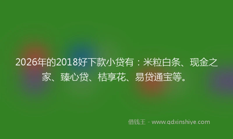 2026年的2018好下款小贷有：米粒白条、现金之家、臻心贷、桔享花、易贷通宝等。