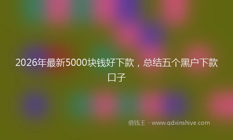 2026年最新5000块钱好下款，总结五个黑户下款口子