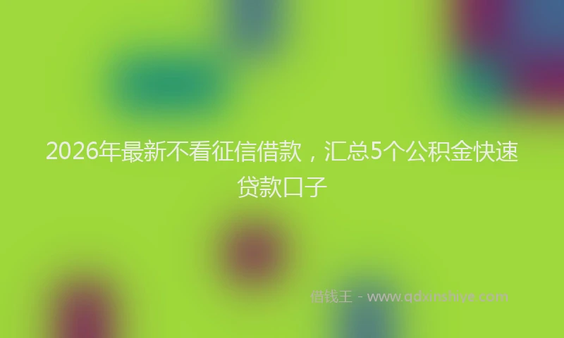 2026年最新不看征信借款，汇总5个公积金快速贷款口子