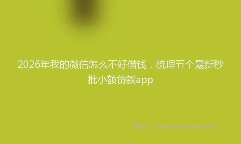 2026年我的微信怎么不好借钱，梳理五个最新秒批小额贷款app