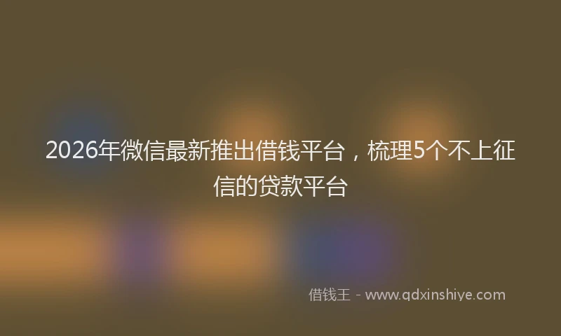 2026年微信最新推出借钱平台,梳理5个不上征信的贷款平台