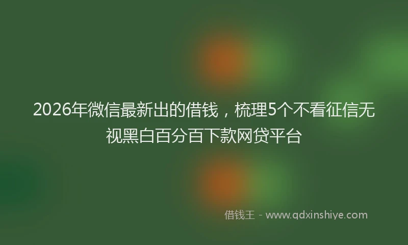 2026年微信最新出的借钱，梳理5个不看征信无视黑白百分百下款网贷平台