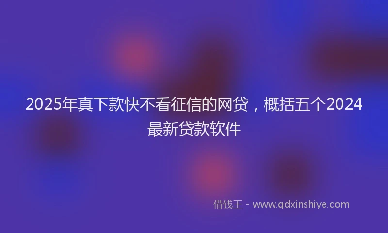 2025年真下款快不看征信的网贷，概括五个2024最新贷款软件