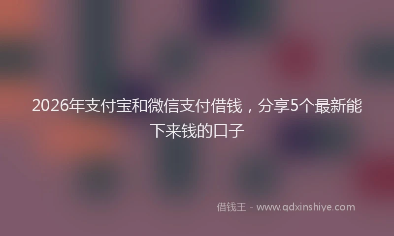 2026年支付宝和微信支付借钱，分享5个最新能下来钱的口子
