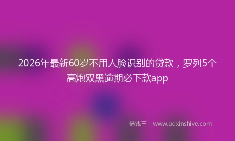 2026年最新60岁不用人脸识别的贷款，罗列5个高炮双黑逾期必下款app