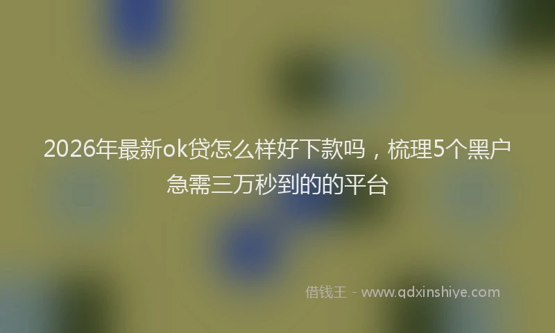 2026年最新ok贷怎么样好下款吗,梳理5个黑户急需三万秒到的的平台