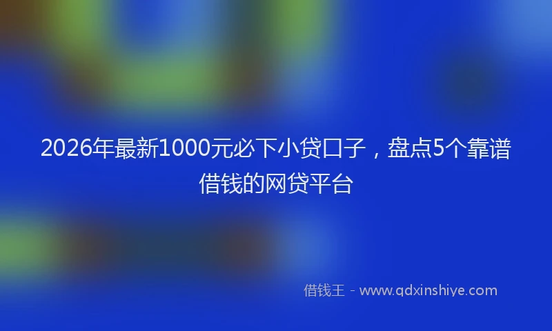 2026年最新1000元必下小贷口子，盘点5个靠谱借钱的网贷平台