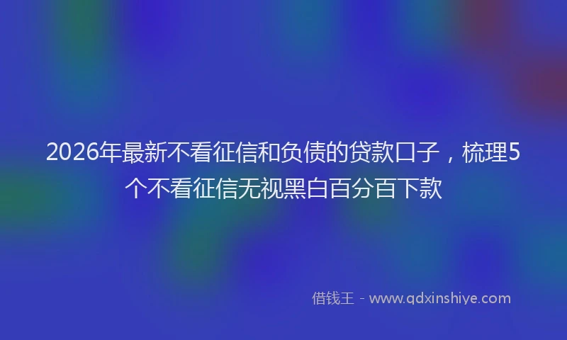 2026年最新不看征信和负债的贷款口子，梳理5个不看征信无视黑白百分百下款