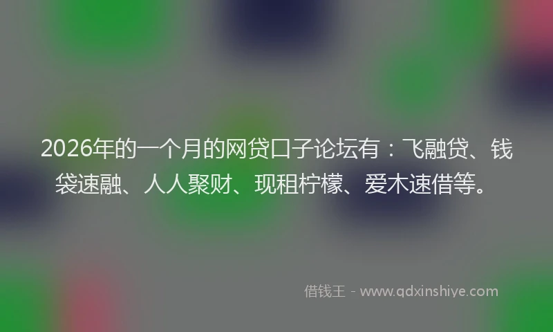 2026年的一个月的网贷口子论坛有：飞融贷、钱袋速融、人人聚财、现租柠檬、爱木速借等。