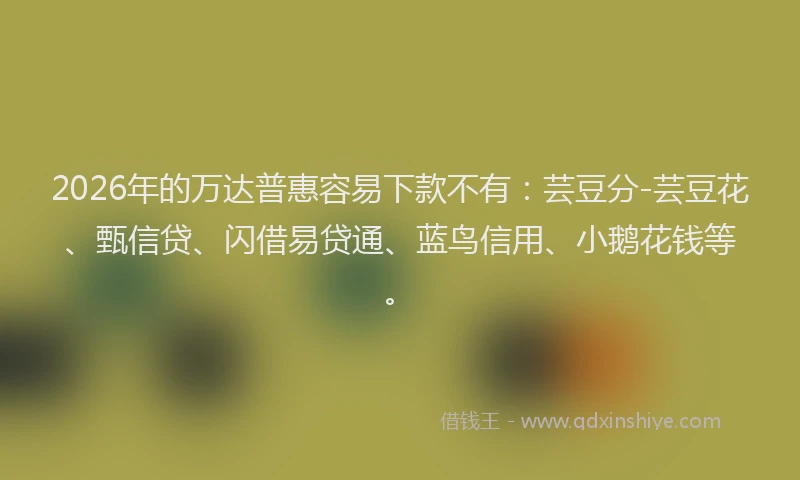 2026年的万达普惠容易下款不有：芸豆分-芸豆花、甄信贷、闪借易贷通、蓝鸟信用、小鹅花钱等。