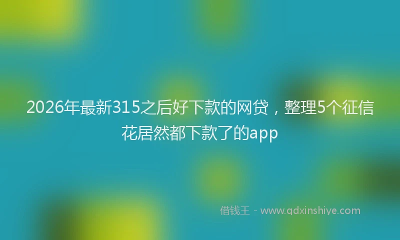2026年最新315之后好下款的网贷，整理5个征信花居然都下款了的app