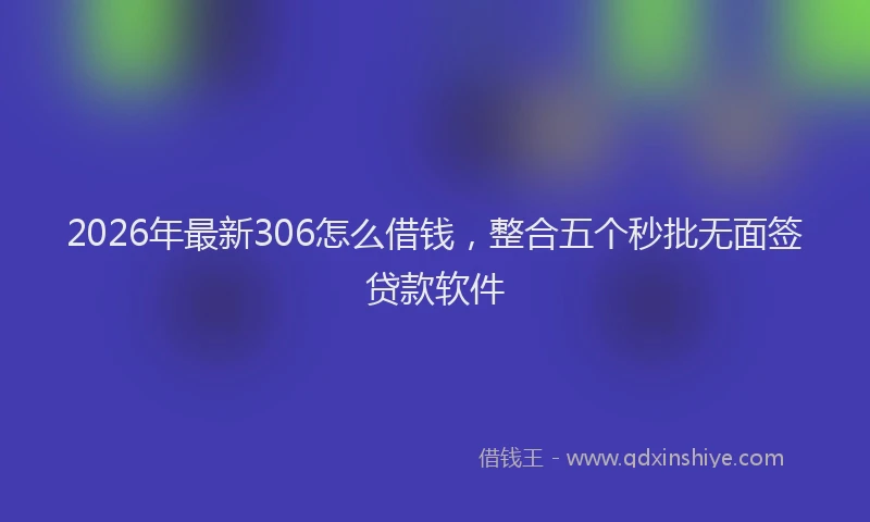 2026年最新306怎么借钱，整合五个秒批无面签贷款软件