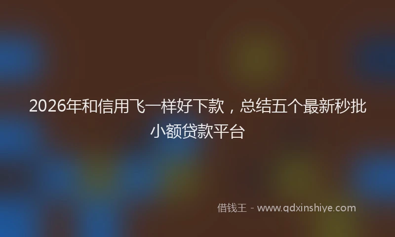 2026年和信用飞一样好下款，总结五个最新秒批小额贷款平台