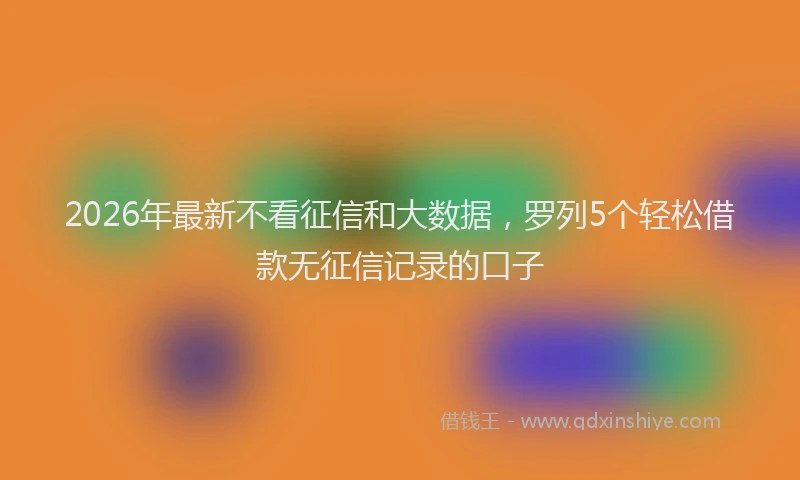 2026年最新不看征信和大数据，罗列5个轻松借款无征信记录的口子