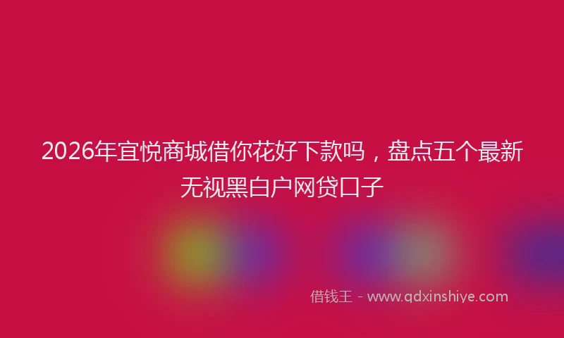 2026年宜悦商城借你花好下款吗,盘点五个最新无视黑白户网贷口子