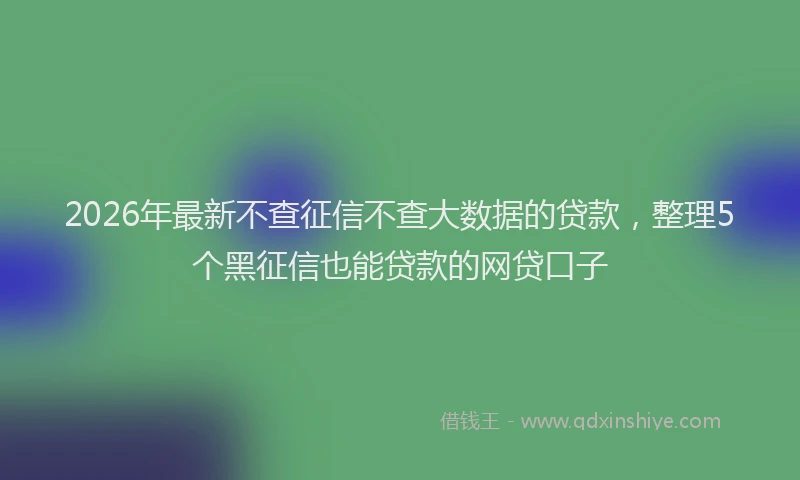 2026年最新不查征信不查大数据的贷款,整理5个黑征信也能贷款的网贷口子