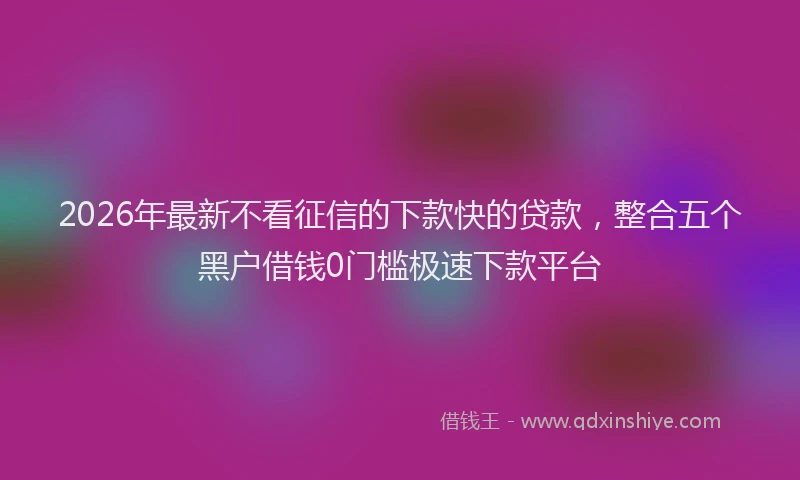2026年最新不看征信的下款快的贷款，整合五个黑户借钱0门槛极速下款平台