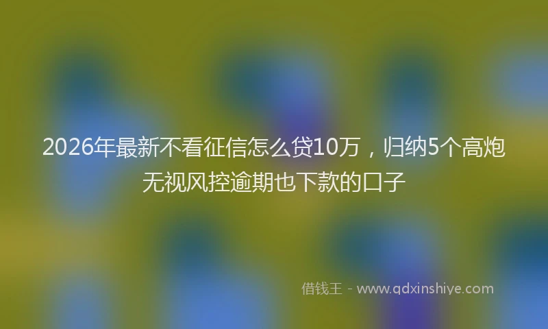 2026年最新不看征信怎么贷10万，归纳5个高炮无视风控逾期也下款的口子