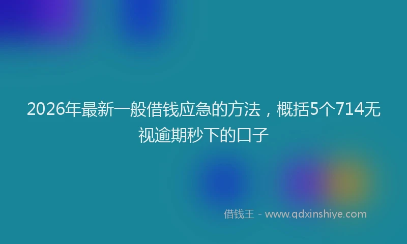 2026年最新一般借钱应急的方法,概括5个714无视逾期秒下的口子