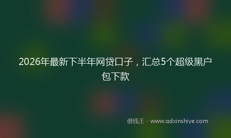 2026年最新下半年网贷口子,汇总5个超级黑户包下款