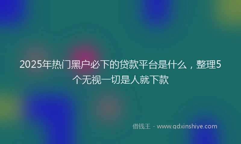 2025年热门黑户必下的贷款平台是什么,整理5个无视一切是人就下款