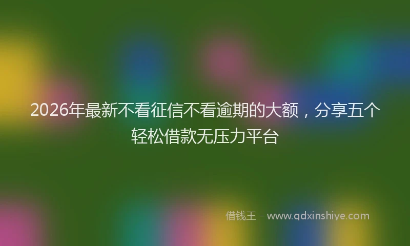2026年最新不看征信不看逾期的大额,分享五个轻松借款无压力平台