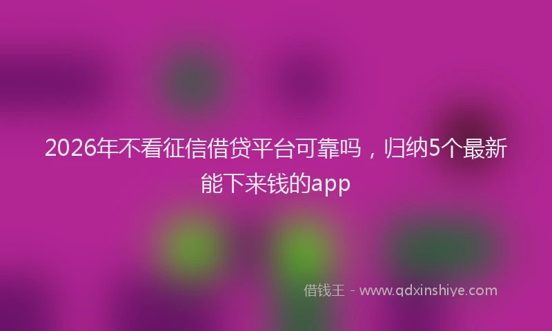 2026年不看征信借贷平台可靠吗，归纳5个最新能下来钱的app