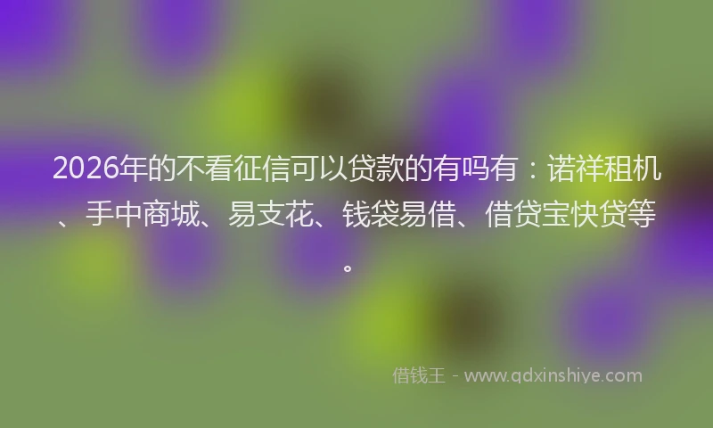 2026年的不看征信可以贷款的有吗有：诺祥租机、手中商城、易支花、钱袋易借、借贷宝快贷等。