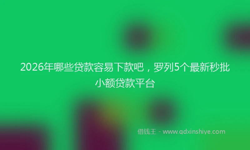2026年哪些贷款容易下款吧,罗列5个最新秒批小额贷款平台