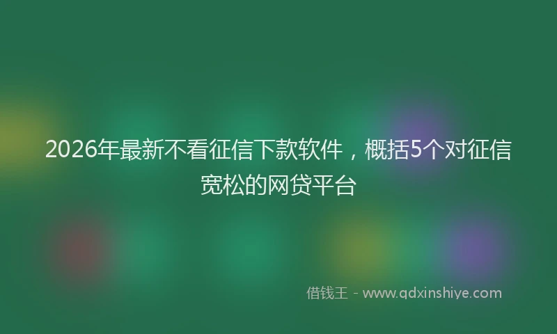 2026年最新不看征信下款软件，概括5个对征信宽松的网贷平台