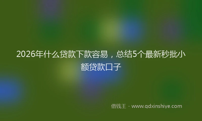 2026年什么贷款下款容易，总结5个最新秒批小额贷款口子