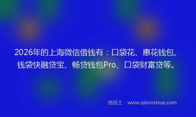 2026年的上海微信借钱有:口袋花、惠花钱包、钱袋快融贷宝、畅贷钱包Pro、口袋财富贷等。
