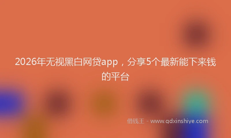 2026年无视黑白网贷app,分享5个最新能下来钱的平台