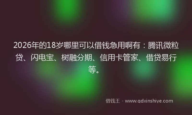 2026年的18岁哪里可以借钱急用啊有：腾讯微粒贷、闪电宝、树融分期、信用卡管家、借贷易行等。