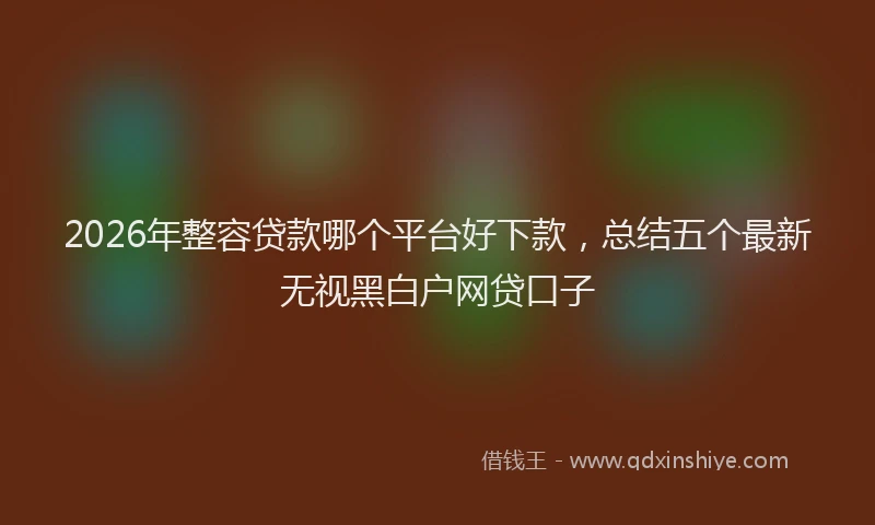 2026年整容贷款哪个平台好下款，总结五个最新无视黑白户网贷口子