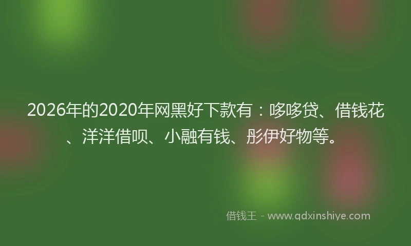 2026年的2020年网黑好下款有：哆哆贷、借钱花、洋洋借呗、小融有钱、彤伊好物等。