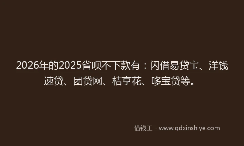 2026年的2025省呗不下款有:闪借易贷宝、洋钱速贷、团贷网、桔享花、哆宝贷等。
