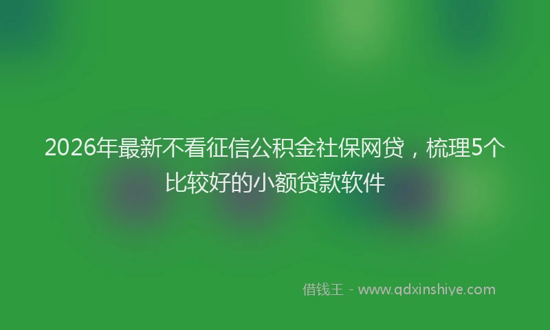 2026年最新不看征信公积金社保网贷,梳理5个比较好的小额贷款软件