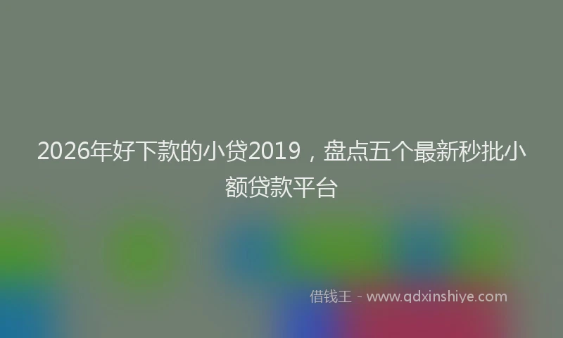 2026年好下款的小贷2019,盘点五个最新秒批小额贷款平台