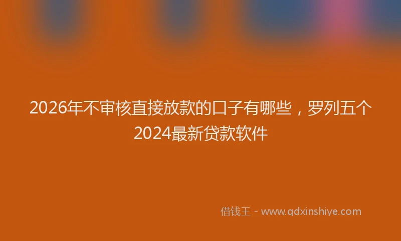 2026年不审核直接放款的口子有哪些，罗列五个2024最新贷款软件