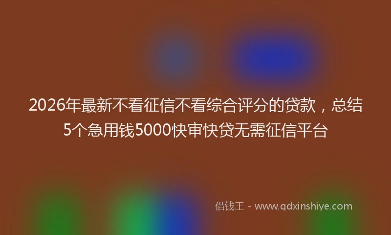 2026年最新不看征信不看综合评分的贷款，总结5个急用钱5000快审快贷无需征信平台