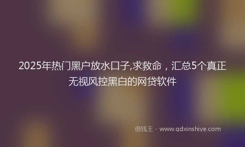 2025年热门黑户放水口子,求救命,汇总5个真正无视风控黑白的网贷软件