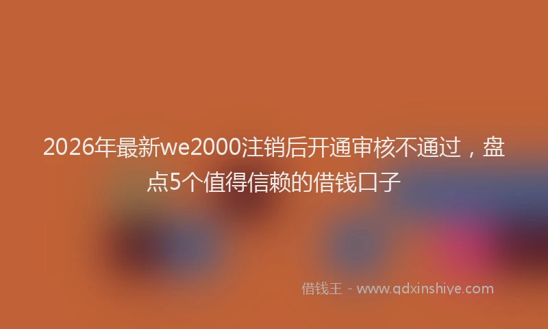 2026年最新we2000注销后开通审核不通过，盘点5个值得信赖的借钱口子