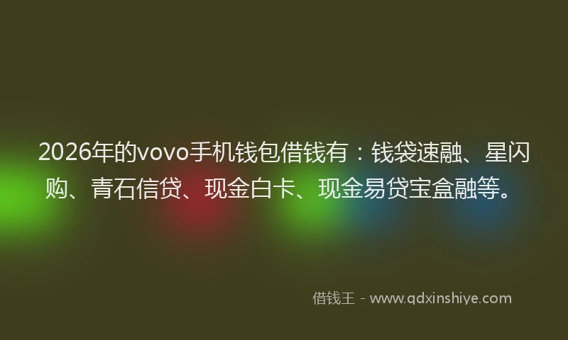 2026年的vovo手机钱包借钱有：钱袋速融、星闪购、青石信贷、现金白卡、现金易贷宝盒融等。